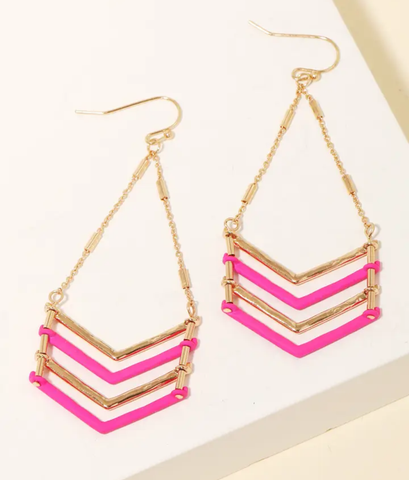 Hot Pink Chevron Earrings